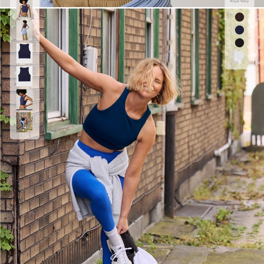Navy Blue High Neck Longline Sports Bra - Picture 3 of 10